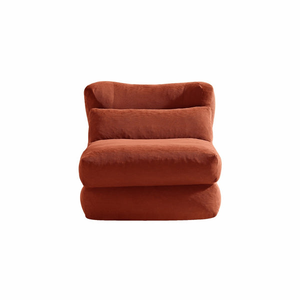 English Elm Cloud Corduroy Sleeper Chair Foldable High Density Foam Seat for Small Space Living Orange W1765P448612