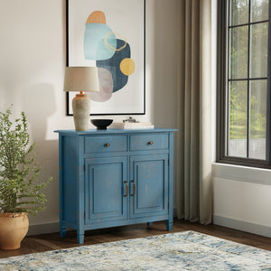 English Elm Connaught Coastal Cottage Pine Cabinet with Raised Panel Doors for Narrow Entryways B136P436038