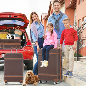 English Elm Hardshell Abs Spinner Luggage Set Four Piece Expandable Tsa Lock Travel Suitcases Brown N732P170218O