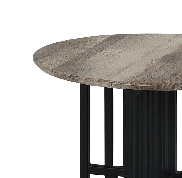 English Elm Antique Oval End Table With Black Metal Base - Vintage Charm Meets Modern Stability For Any Space B062P209140