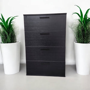 English Elm Oliver Four-Drawer Jumbo Chest Black — Extra-Deep Storage, Full-Extension Ball-Bearing Slides, Water & Heat Resistant (23.4x31.7x5.9) B040S00078