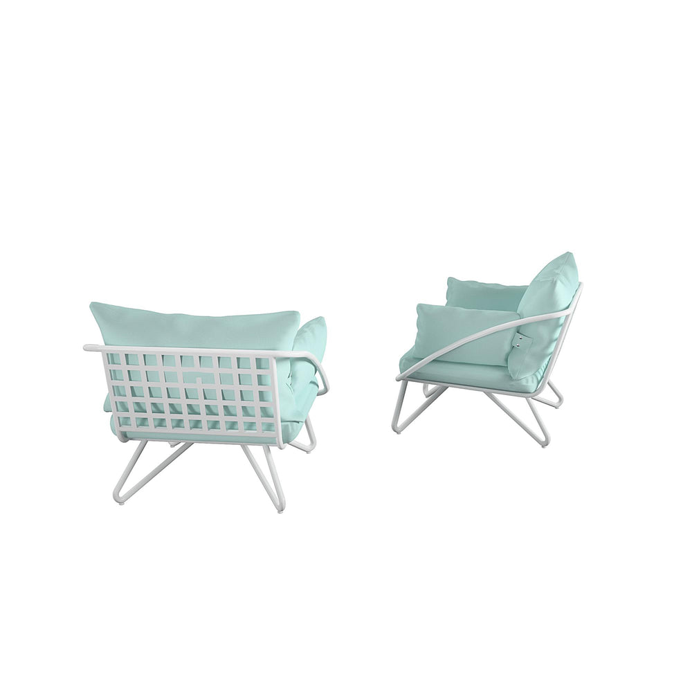 English Elm Teddi Outdoor Lounge Chairs 2-Pack with Cushions, Midcentury Curves, Rain Covers for Patio Comfort B2733P356774