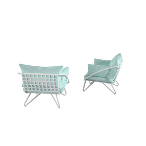 English Elm Teddi Outdoor Lounge Chairs 2-Pack with Cushions, Midcentury Curves, Rain Covers for Patio Comfort B2733P356774