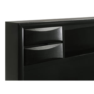 English Elm Isabel Modern Black 5-Piece Bedroom Set with Platform Storage, Beveled Drawer Fronts & Silver Hardware B062S00971