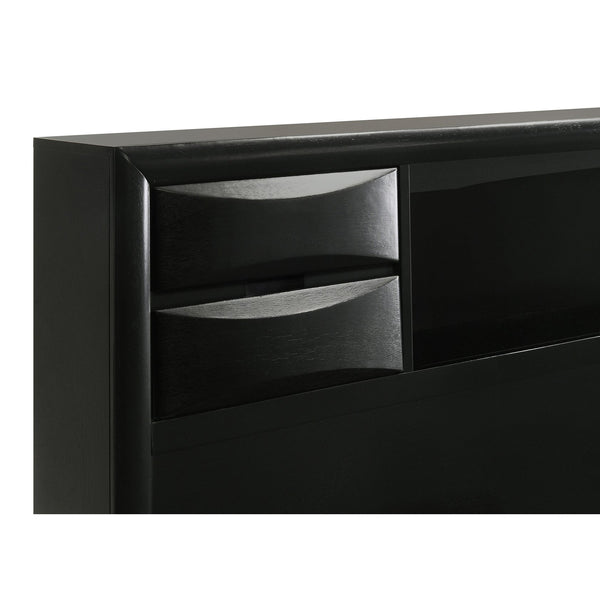 English Elm Isabel Modern Black 5-Piece Bedroom Set with Platform Storage, Beveled Drawer Fronts & Silver Hardware B062S00971