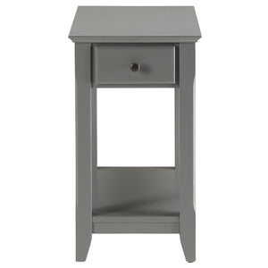 English Elm Grey Accent Table with Bottom Shelf, Tapered Wood Legs, Open Storage, Versatile Walnut/Green/White Finish choices B062P209060
