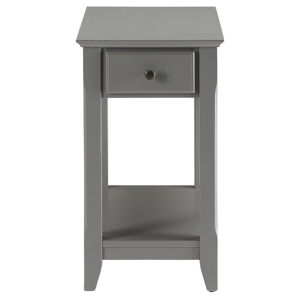 English Elm Grey Accent Table with Bottom Shelf, Tapered Wood Legs, Open Storage, Versatile Walnut/Green/White Finish choices B062P209060