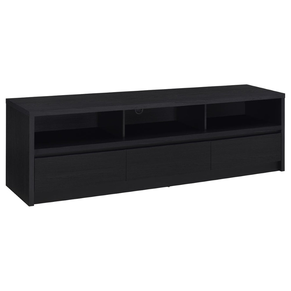 English Elm O'brien Matte Black 78 Inch Media Console with Three Drawers and Wire Management B062P451722
