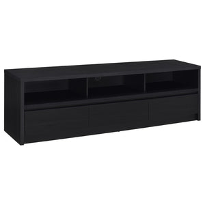 English Elm O'brien Matte Black 78 Inch Media Console with Three Drawers and Wire Management B062P451722