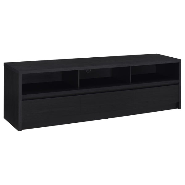 English Elm O'brien Matte Black 78 Inch Media Console with Three Drawers and Wire Management B062P451722