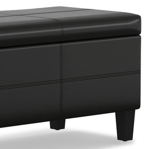 English Elm Afton Upholstered Storage Ottoman Bench in Midnight Faux Leather with Lift-Top Storage & Hinge Safety Black B136P159230
