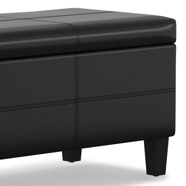 English Elm Afton Upholstered Storage Ottoman Bench in Midnight Faux Leather with Lift-Top Storage & Hinge Safety Black B136P159230