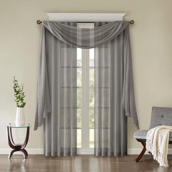 English Elm Solid Crushed Curtain Panel Pair - Elegant Sheer Window Treatments For Light Filtering & Style B03598148-GIGA