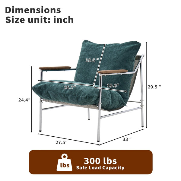 English Elm Accent Sling Chair Mid Century Modern Upholstered Fabric Seat for Living Room Bedroom W3851P452791