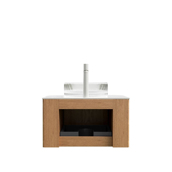 English Elm Dina Floating Bathroom Vanity with Sintered Stone Top and Crystal Glass Basin W2615S00235
