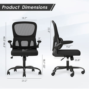 English Elm Office Mesh Ergonomic Chair with Tailored Lumbar Support, Flip Armrests, Breathable Mesh, 350lb Capacity, Adjustable Tilt and Height Black T3623P380856