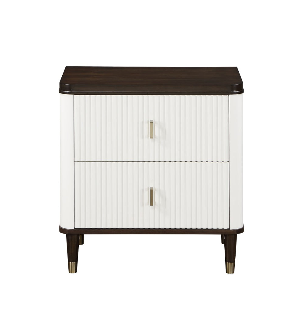 English Elm Carena Two-tone Walnut Veneer Nightstand with Usb Charging for Modern Bedrooms B2756P493473