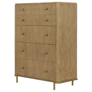 English Elm Stevie 5-Drawer Chest: Mid-Century Modern Storage Solution With Boho Charm & Felt-Lined Drawer B062P358073-GIGA