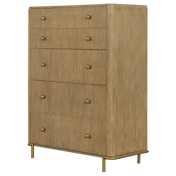English Elm Stevie 5-Drawer Chest: Mid-Century Modern Storage Solution With Boho Charm & Felt-Lined Drawer B062P358073-GIGA