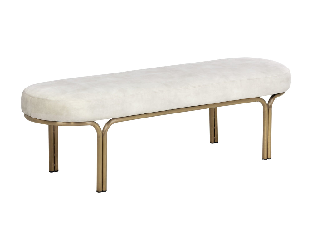 Sunpan Gwen Elegant Oval Bench with Gold Iron Frame - Stylish, Functional Accent for Any Space Nono Cream