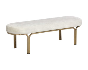 Sunpan Gwen Elegant Oval Bench with Gold Iron Frame - Stylish, Functional Accent for Any Space Nono Cream
