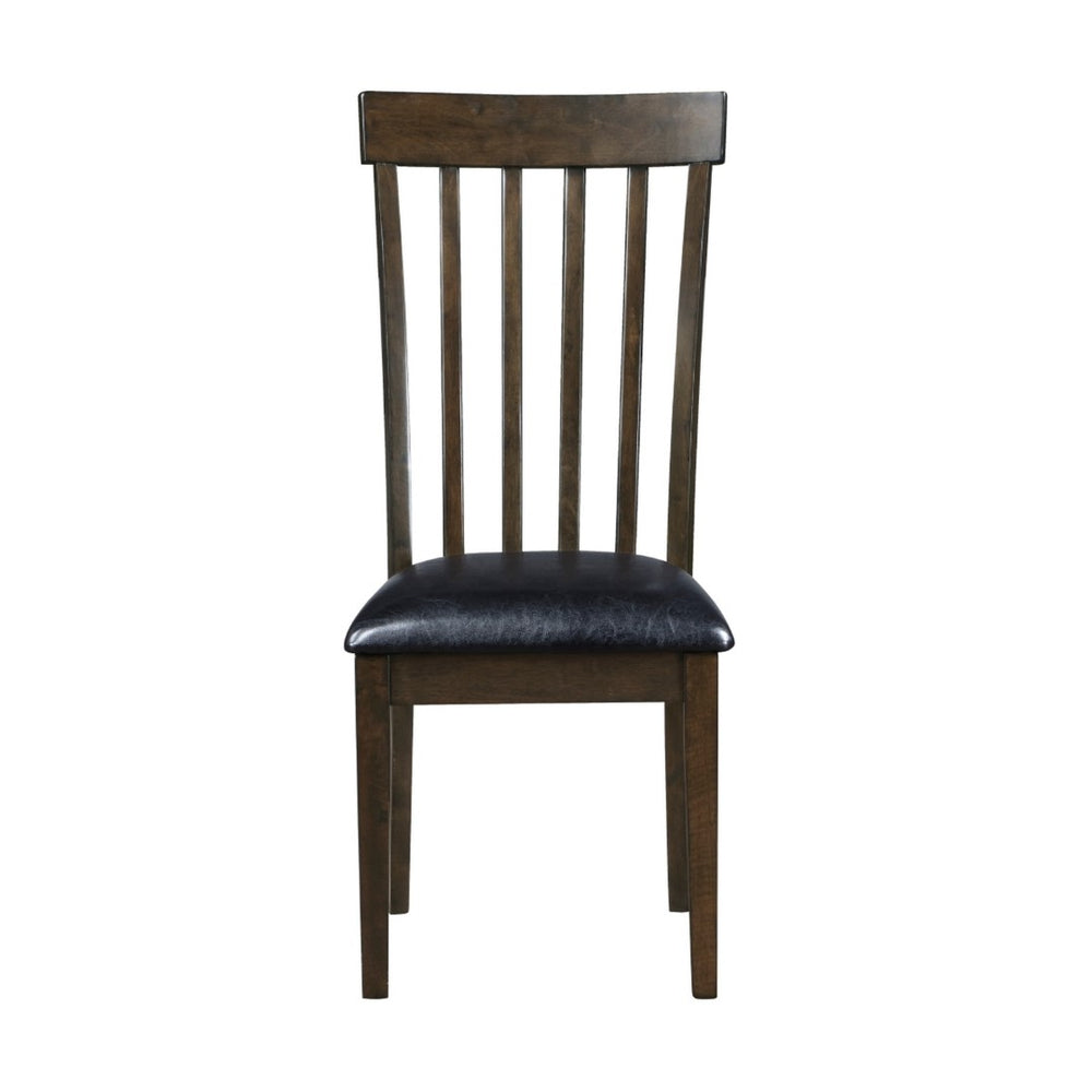 English Elm Kyn Farmhouse Dining Chairs Set of 2 Slatted Wood Back Padded Faux Leather Seat B056P416905