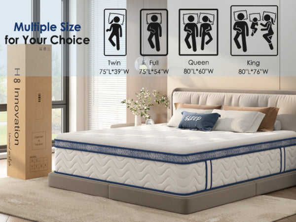 English Elm Queen Size Mattress - 12 Inch Hybrid Design With Pocketed Innerspring For Ultimate Comfort & Support W2889P335718-GIGA
