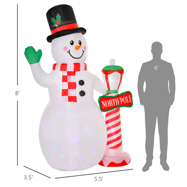 English Elm Homcom 8Ft Inflatable Christmas Snowman Decor With Led Lights & North Pole Sign For Festive Yards W2225P249939