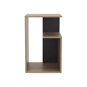 English Elm Side Table 25" H - Minimalist Design With 2 Shelves, Light Brown Finish For Small Spaces & Storage B097P296871-GIGA