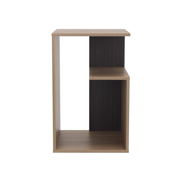 English Elm Side Table 25" H - Minimalist Design With 2 Shelves, Light Brown Finish For Small Spaces & Storage B097P296871-GIGA