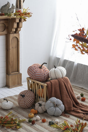 English Elm Set Of 2 Knitted Pumpkins - Cozy Farmhouse Decor For Thanksgiving, Fall Festivals, And Halloween W2078P246700-GIGA