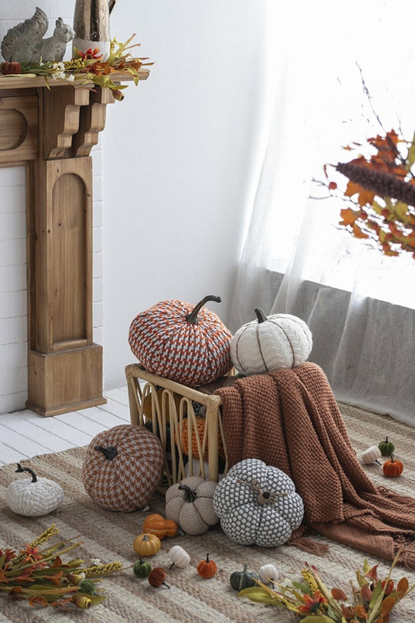 English Elm Set Of 2 Knitted Pumpkins - Cozy Farmhouse Decor For Thanksgiving, Fall Festivals, And Halloween W2078P246700-GIGA