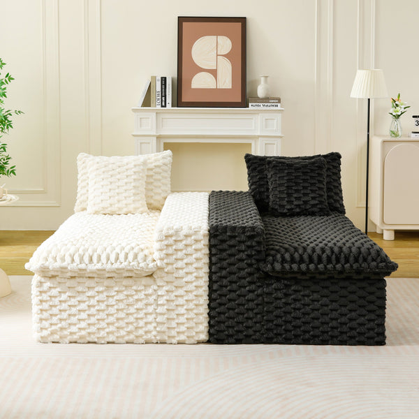English Elm Luxury Color-Block Turtle Velvet Sofa - Modular Design For Stylish Living Spaces, Comfort For All! W3371S00045