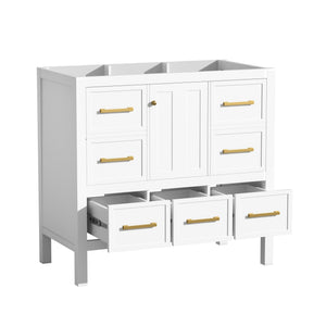 English Elm 36'' Elegant Freestanding Bathroom Vanity Cabinet - Solid Wood, 5 Drawers, Soft-Close Doors, Stylish Storage N710P256102K
