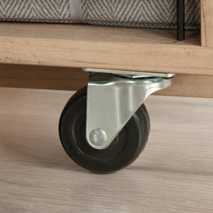 English Elm Craft Station with Drop-Leaf Extension, Brown Khaki Pine Finish — Compact Crafting Workstation w/ Storage B356P402737