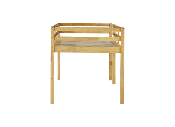 English Elm Solid Twin Loft Bed with Ladder and Reinforced Slats for Storage-Friendly, Space-Saving Bedrooms Natural W504P190954