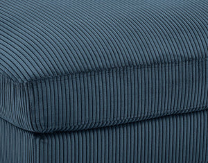 English Elm Corduroy Ribbed Upholstered Ottoman Plush Footrest or Extra Seating for Living Rooms Dark Blue B2748P483345