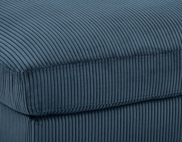 English Elm Corduroy Ribbed Upholstered Ottoman Plush Footrest or Extra Seating for Living Rooms Dark Blue B2748P483345