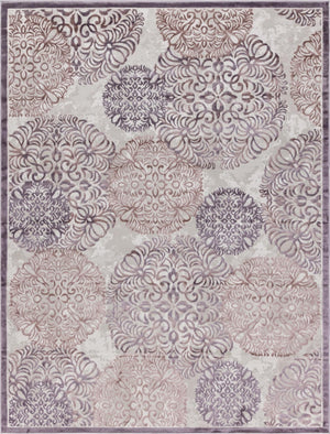 Unique Loom Aberdeen Chatsworth Machine Made Polka Dots Rug Violet, Ivory/Light Brown 9' 0" x 12' 0"