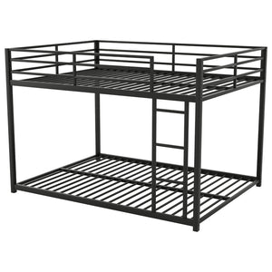 English Elm Full Over Low Profile Steel Bunk Bed with Guardrail and Integrated Ladder Black MF285536AAB