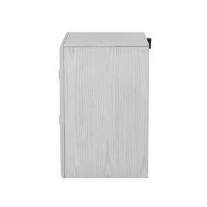 English Elm Transitional Rustic White Nightstand with Usb Charging Dovetail Drawers and Metal Handles B2741P435311