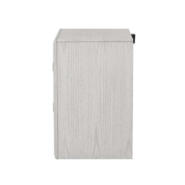 English Elm Transitional Rustic White Nightstand with Usb Charging Dovetail Drawers and Metal Handles B2741P435311