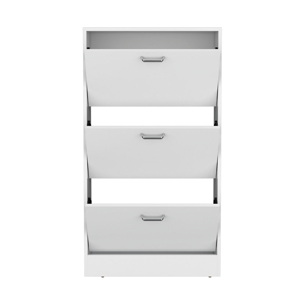 English Elm Shoe Modern 3-Door Engineered Wood Storage Cabinet with 3 Shelves, Eco-Friendly Durable Design White 50 L x 24.02 W x 5.91 H B097P369445