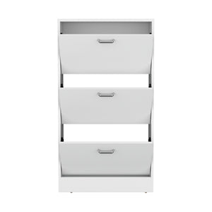 English Elm Shoe Modern 3-Door Engineered Wood Storage Cabinet with 3 Shelves, Eco-Friendly Durable Design White 50 L x 24.02 W x 5.91 H B097P369445