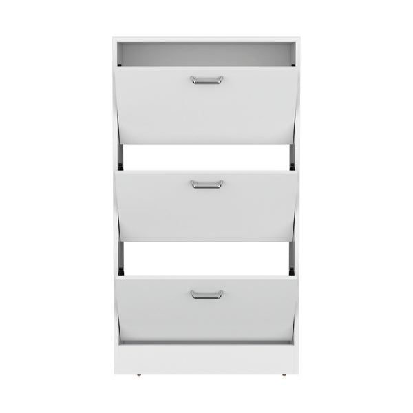 English Elm Shoe Modern 3-Door Engineered Wood Storage Cabinet with 3 Shelves, Eco-Friendly Durable Design White 50 L x 24.02 W x 5.91 H B097P369445