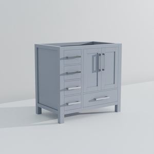 English Elm Dark Grey Bath Vanity 36" W X 22" D - Stylish Storage Solution With Soft-Close Drawers & Quick Install B2731P258821