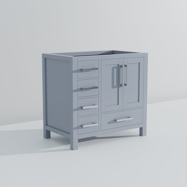 English Elm Dark Grey Bath Vanity 36" W X 22" D - Stylish Storage Solution With Soft-Close Drawers & Quick Install B2731P258821