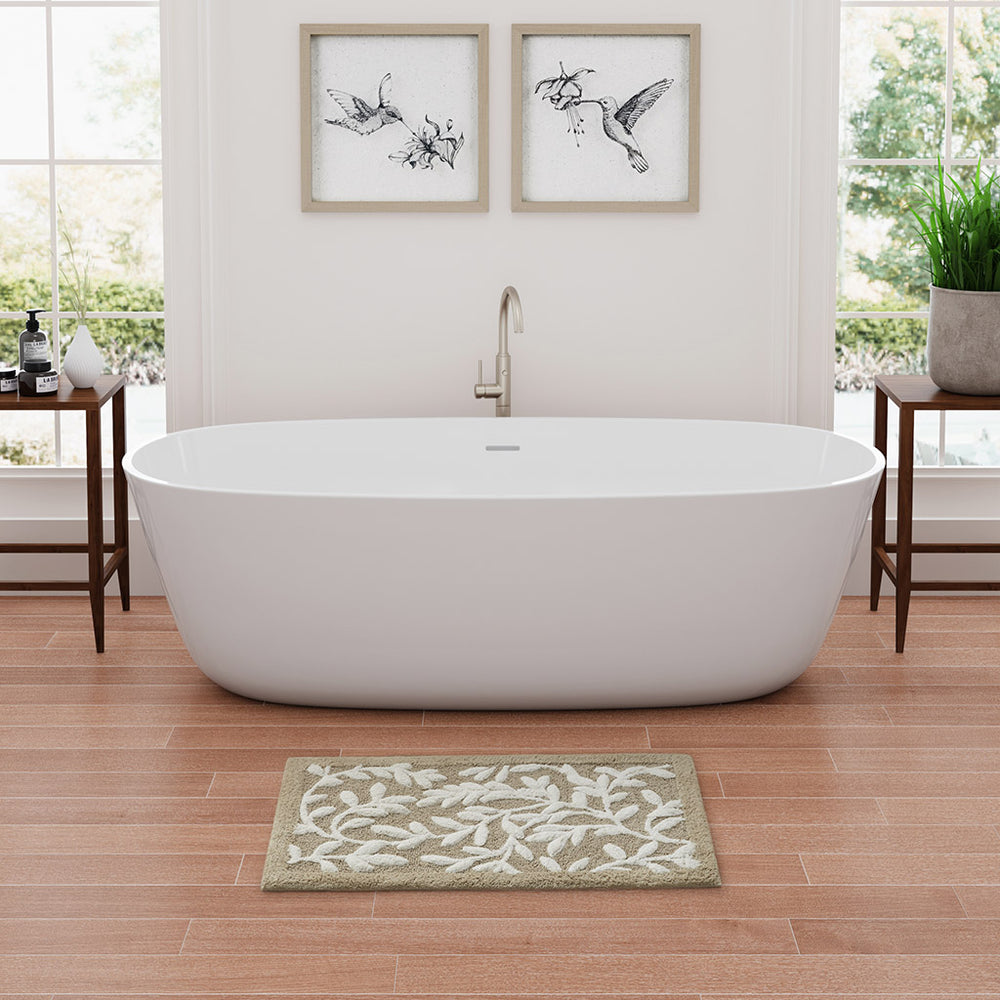 JLA Home Madison Park - Cotton Tufted Leaf Bath Rug with OEKO-TEX Safety, Plush Absorbent Cotton, Skid-Resistant Backing 34 L x 21 W x 0.5H MP72-8341