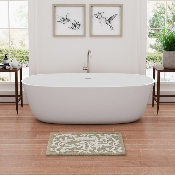 JLA Home Madison Park - Cotton Tufted Leaf Bath Rug with OEKO-TEX Safety, Plush Absorbent Cotton, Skid-Resistant Backing 34 L x 21 W x 0.5H MP72-8341