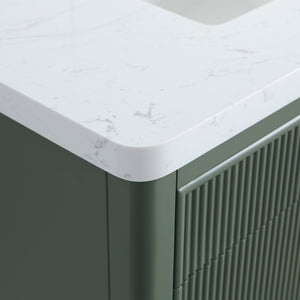 English Elm Fully Assembled 36" Green Bathroom Vanity With Solid Wood, Carrara Marble Top & Soft-Close Features W1826P308980